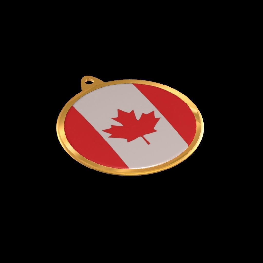 Canada Flag Golden Medal Badge 3D model_18