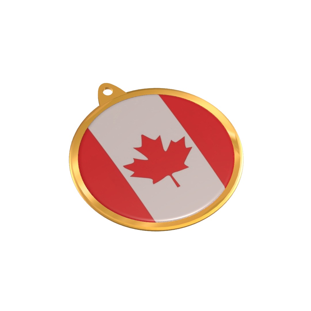 Canada Flag Golden Medal Badge 3D model_1