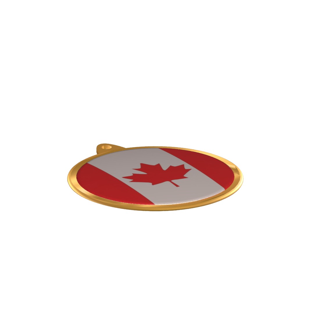 Canada Flag Golden Medal Badge 3D model_6