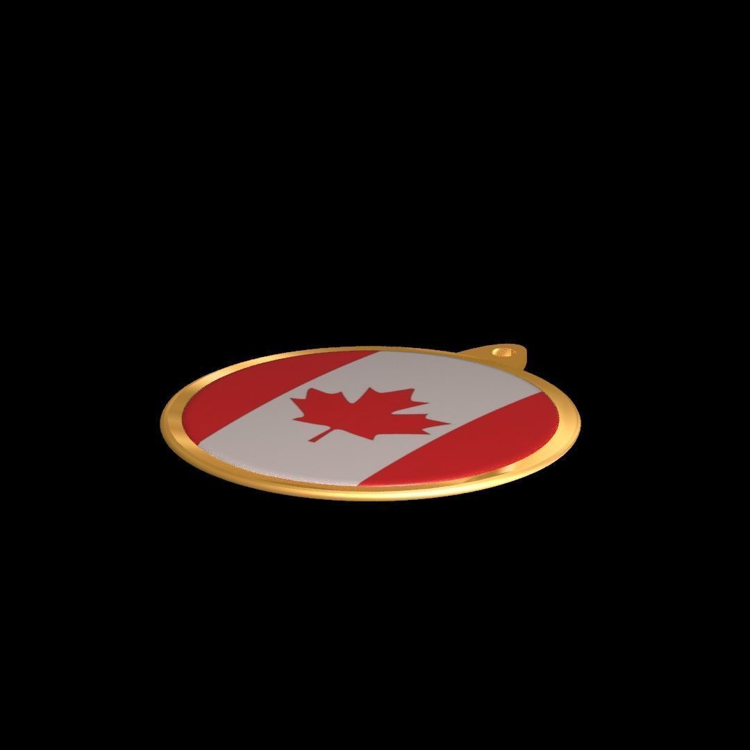 Canada Flag Golden Medal Badge 3D model_17