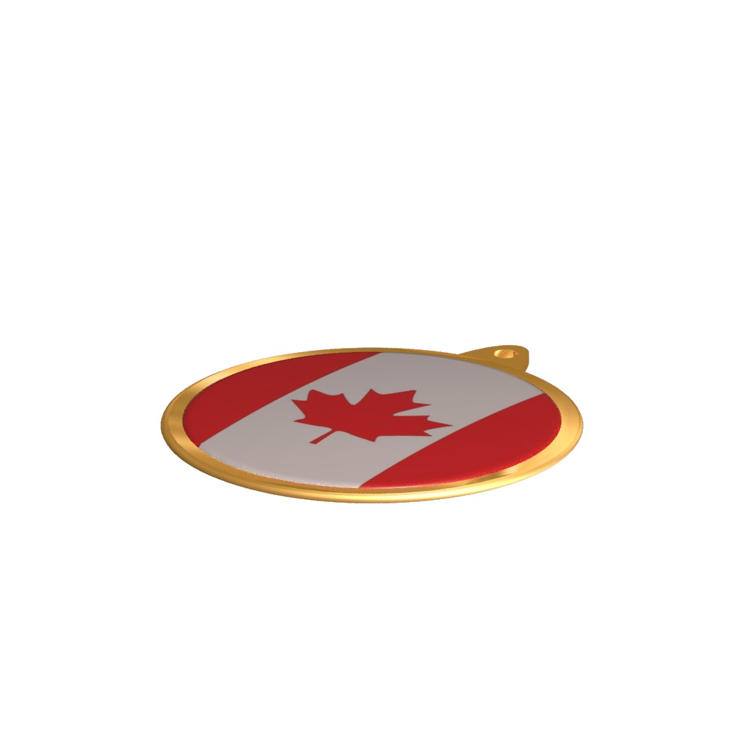 Canada Flag Golden Medal Badge 3D model_7