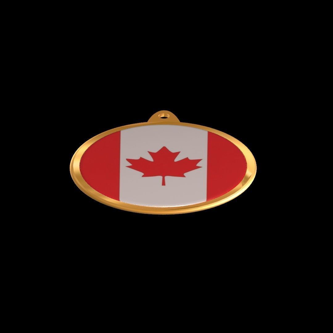 Canada Flag Golden Medal Badge 3D model_24