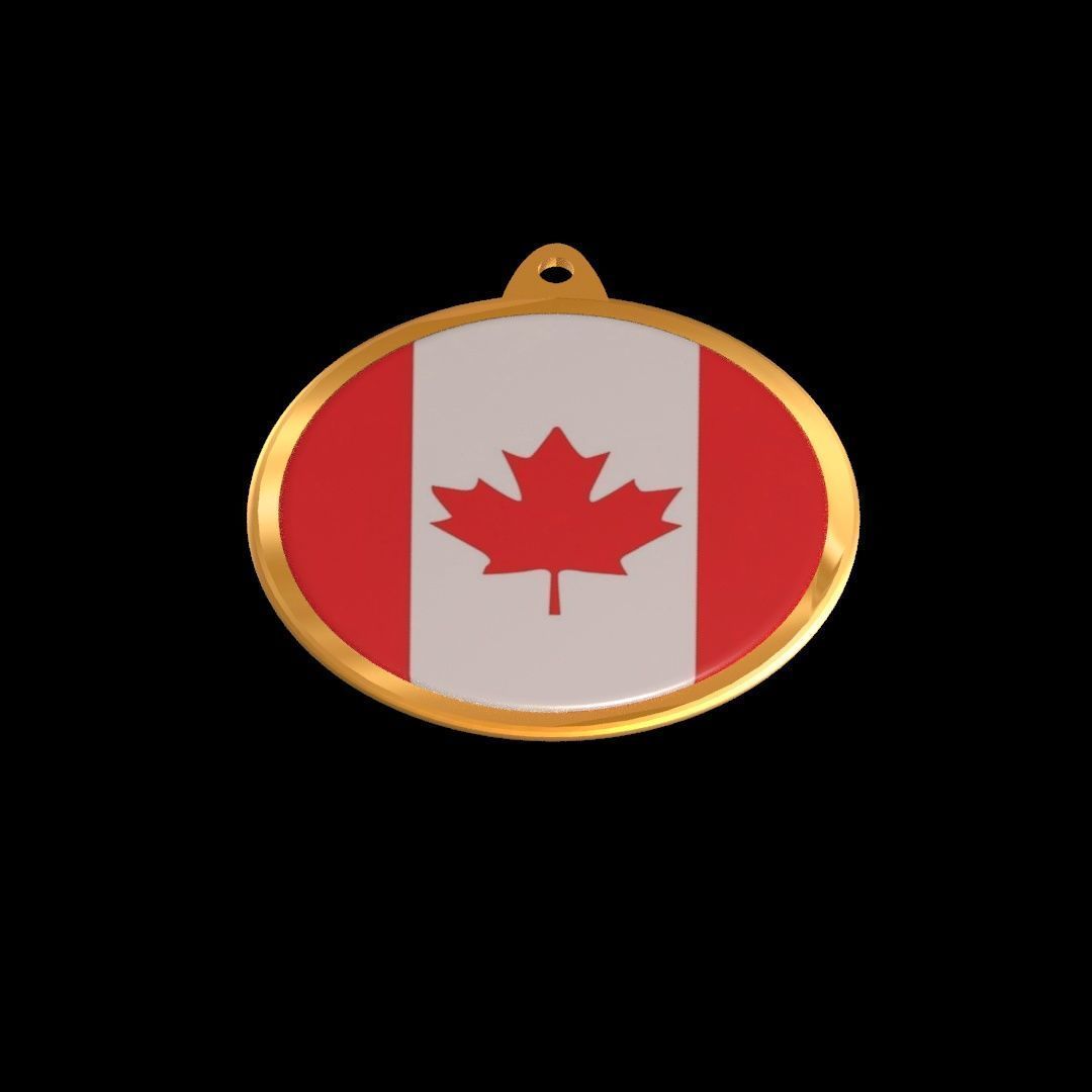 Canada Flag Golden Medal Badge 3D model_23