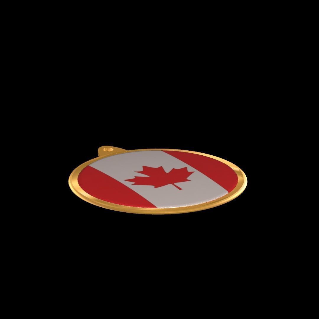 Canada Flag Golden Medal Badge 3D model_21