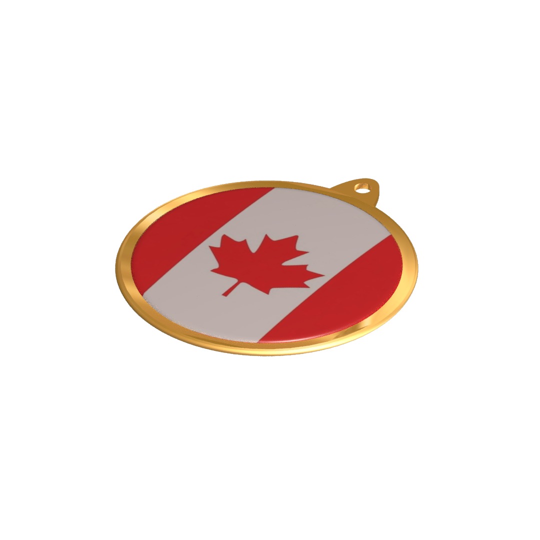 Canada Flag Golden Medal Badge 3D model_8