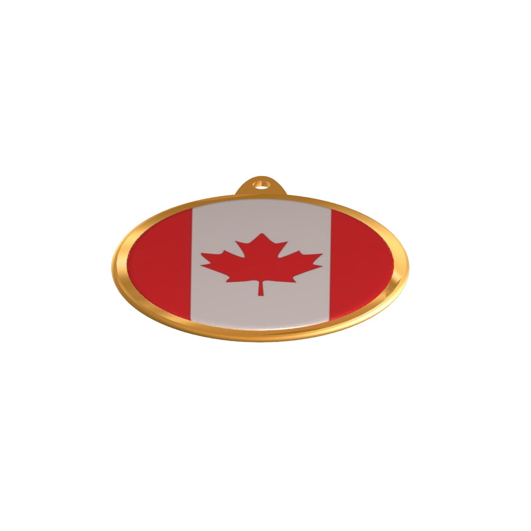 Canada Flag Golden Medal Badge 3D model_12