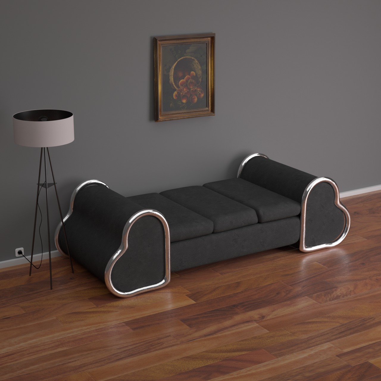 Modern Heart Shaped Sofa in Various Styles Low-poly 3D model_1