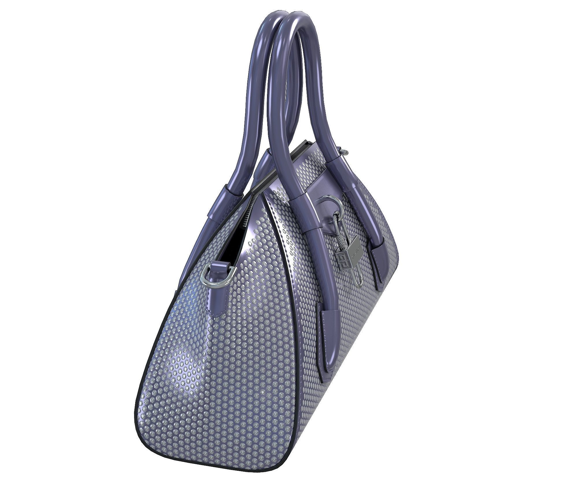 Givenchy Mini Antigona Bag Metallic Purple Low-poly 3D model_3