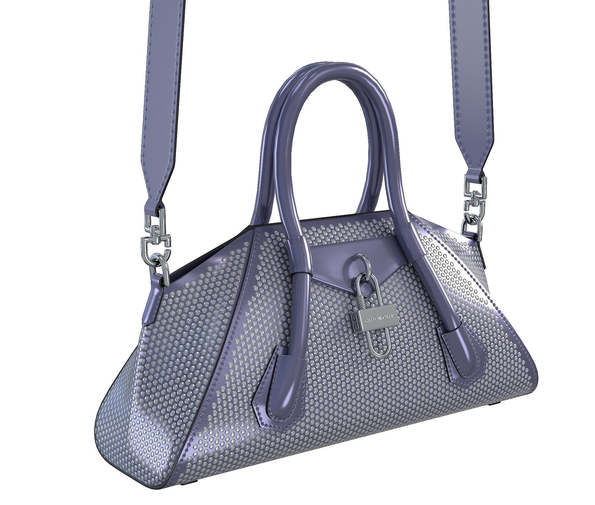 Givenchy Mini Antigona Bag Metallic Purple Low-poly 3D model_7