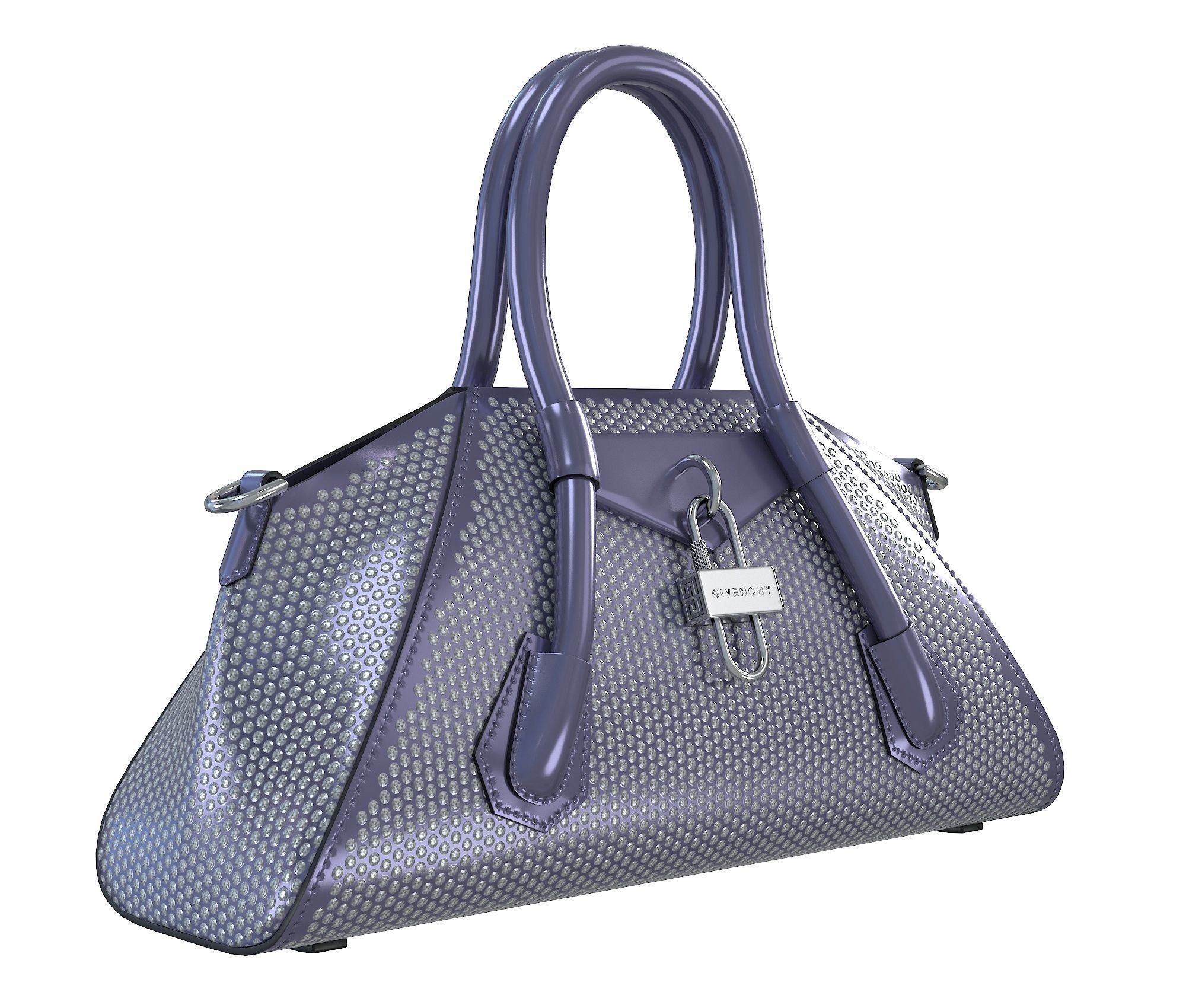Givenchy Mini Antigona Bag Metallic Purple Low-poly 3D model_2