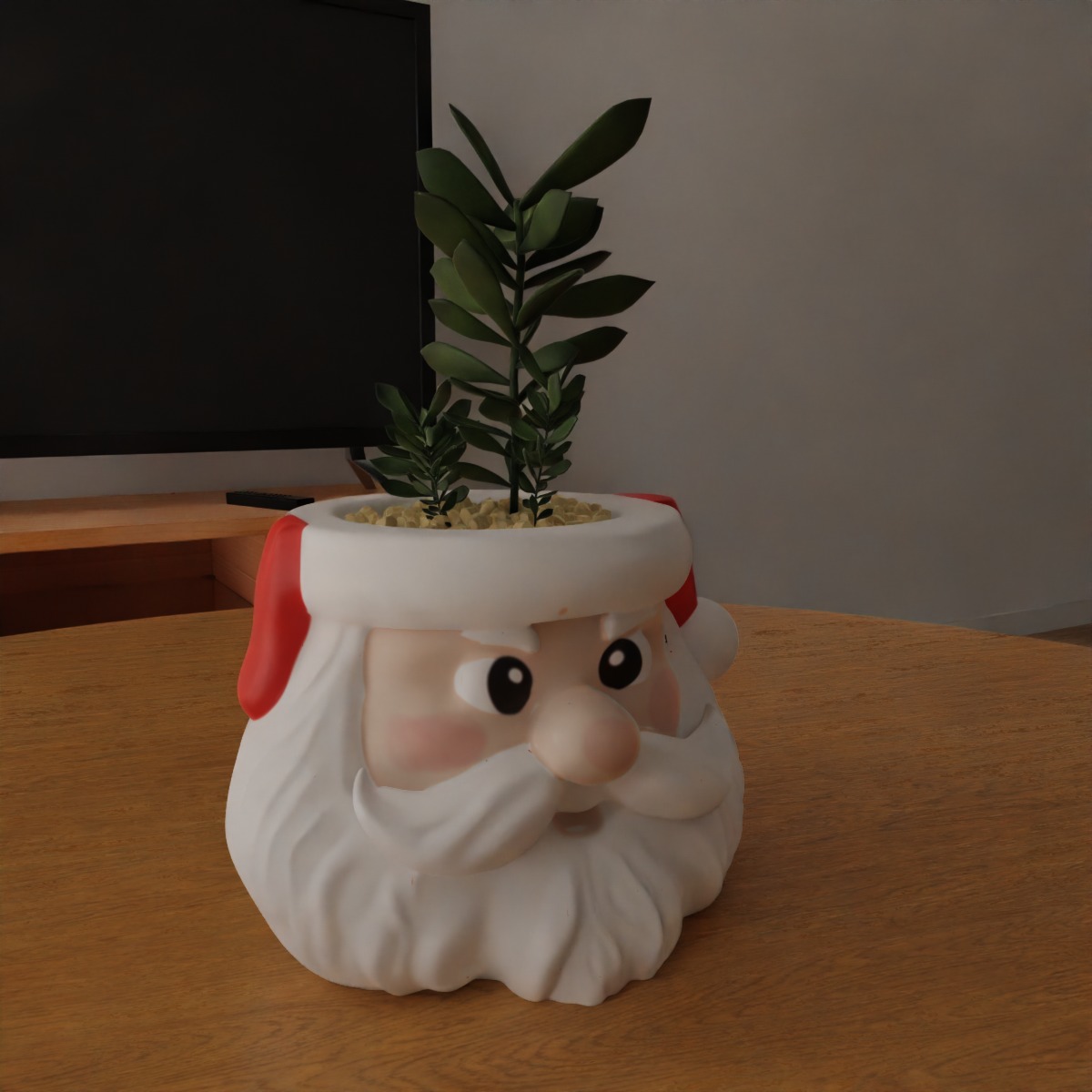 santa clause planter - garden urn - candy dish - candle holder 3D print model_1