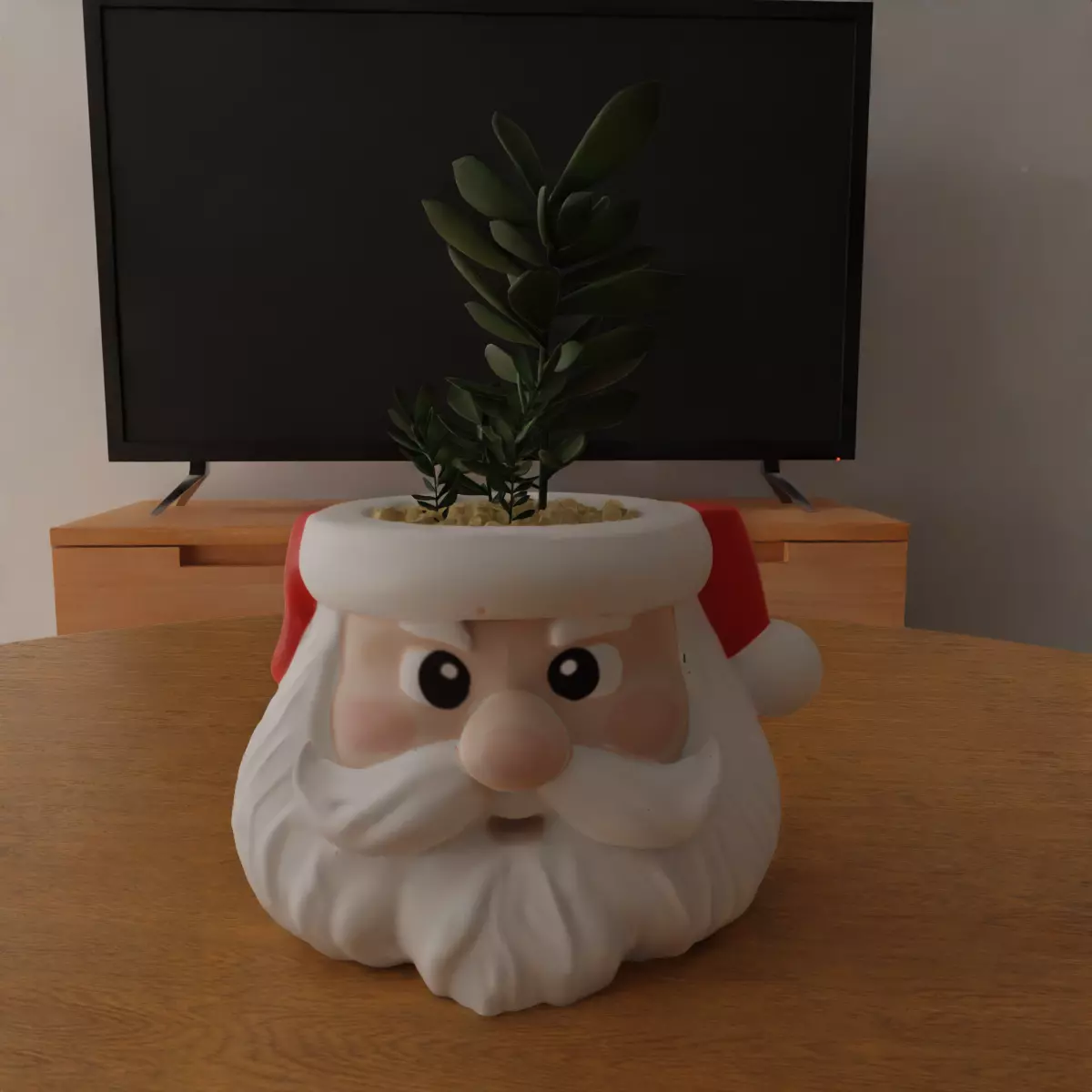 santa clause planter - garden urn - candy dish - candle holder 3D print model_0