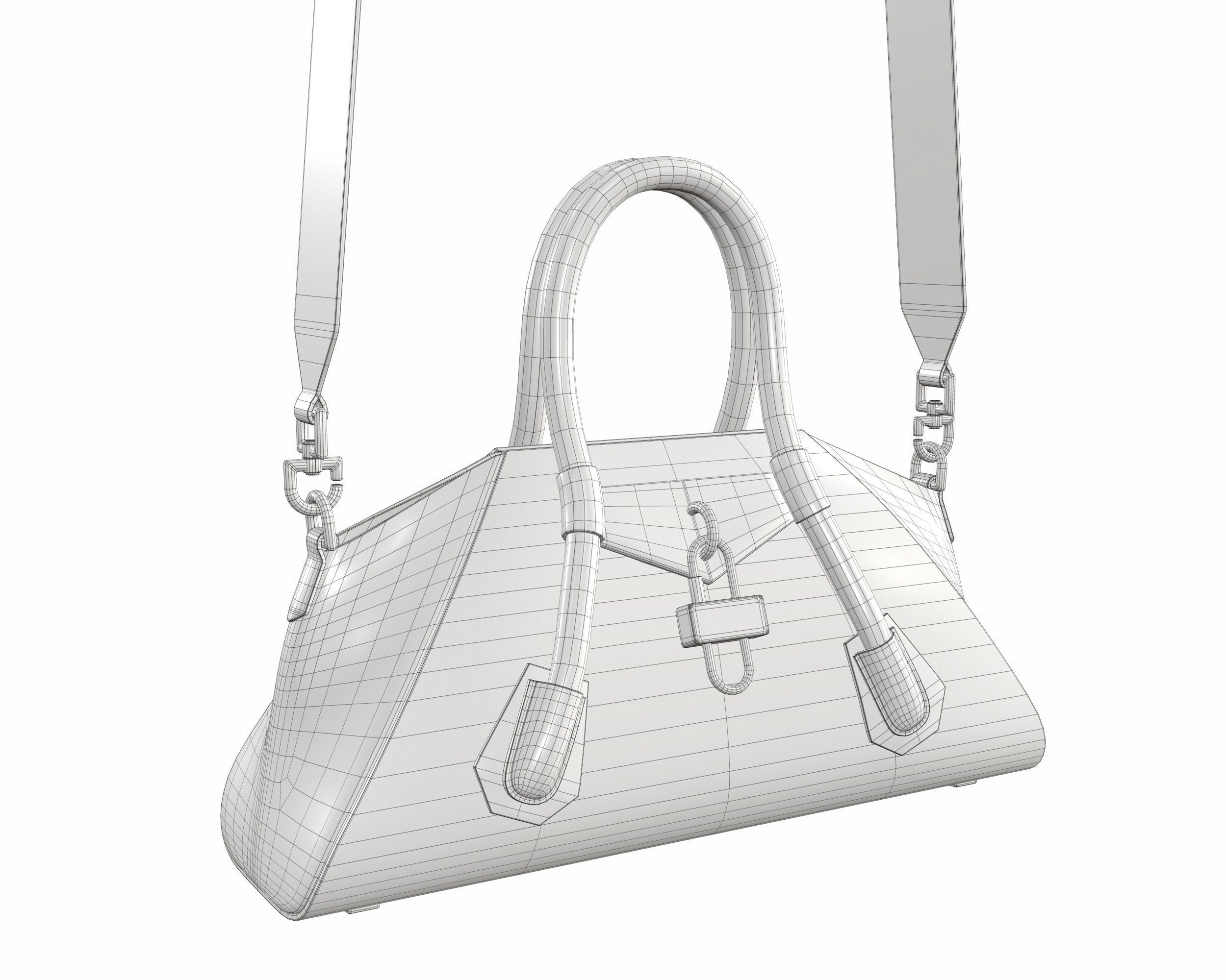 Givenchy Mini Antigona Bag Pink Logo Low-poly 3D model_10