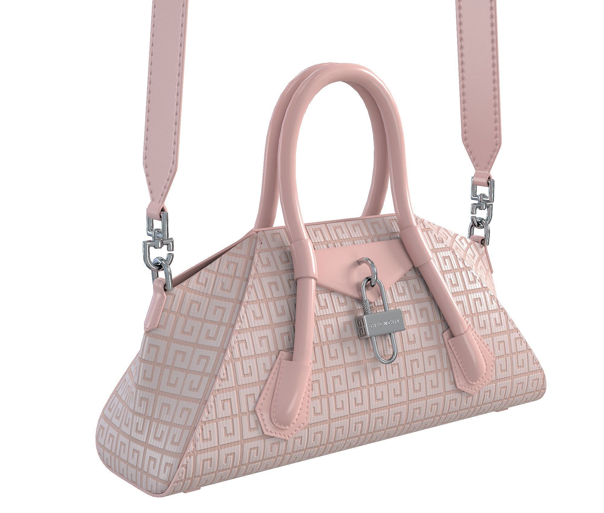 Givenchy Mini Antigona Bag Pink Logo Low-poly 3D model_8