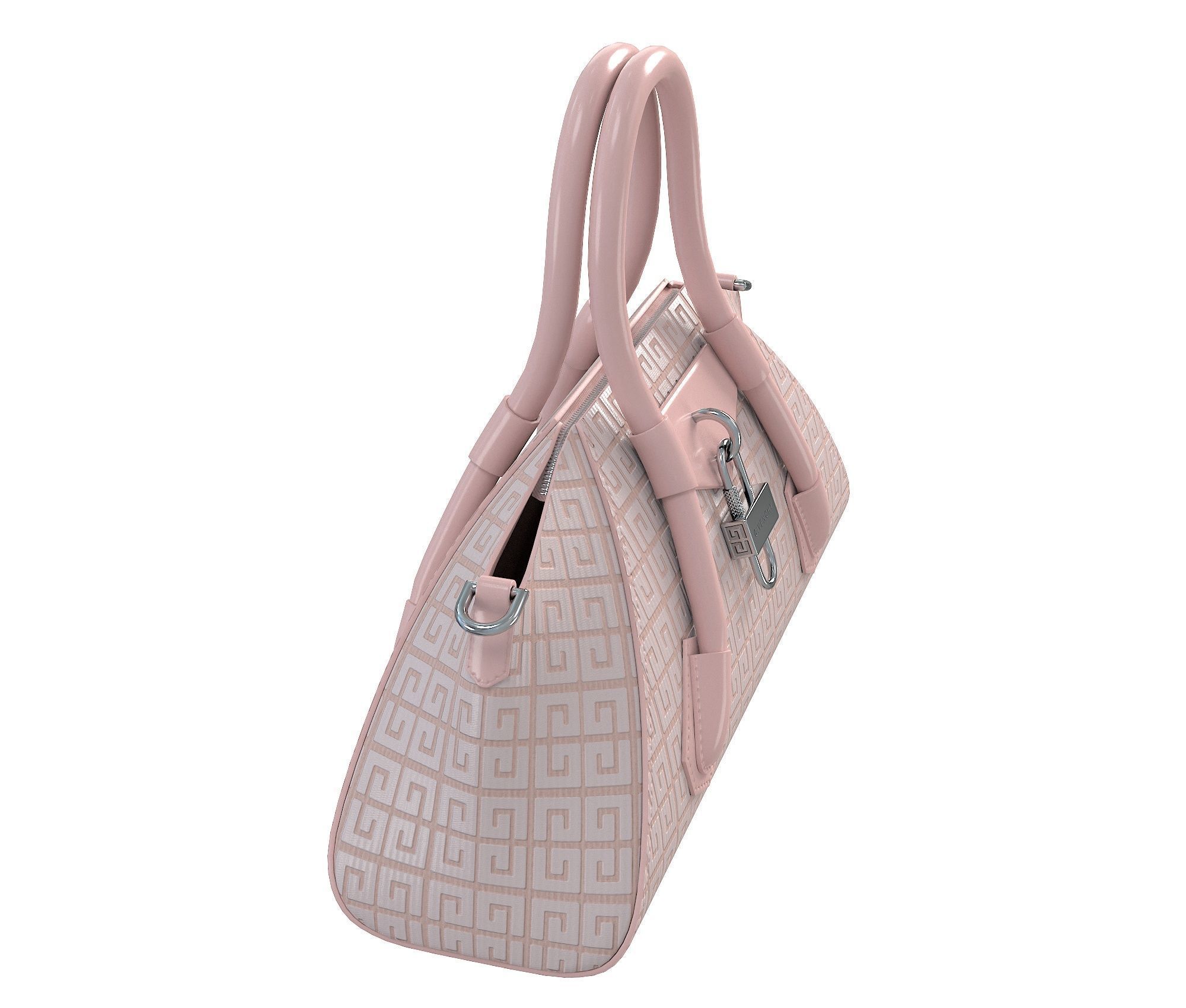 Givenchy Mini Antigona Bag Pink Logo Low-poly 3D model_7