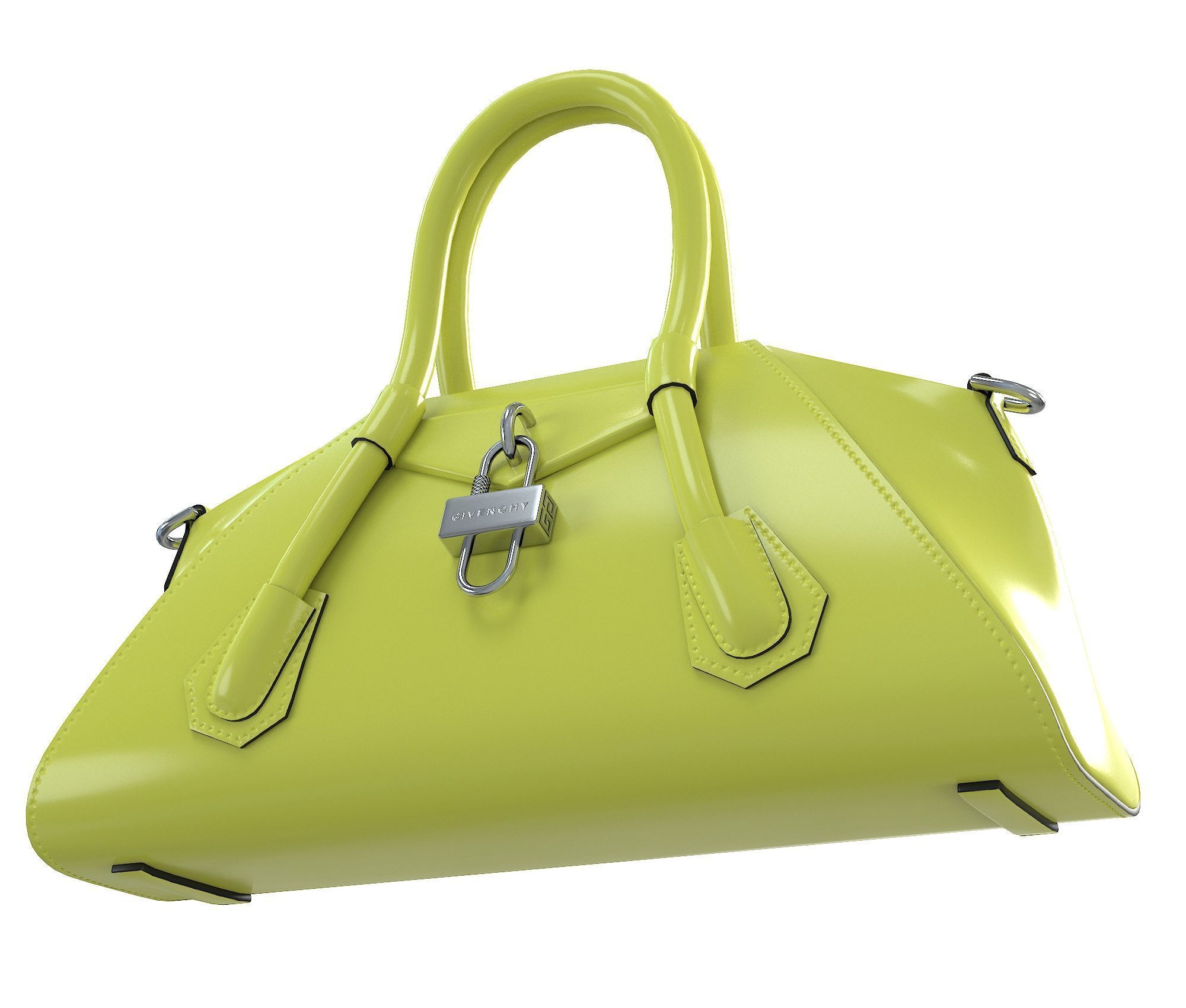 Givenchy Mini Antigona Bag Yellow Low-poly 3D model_5