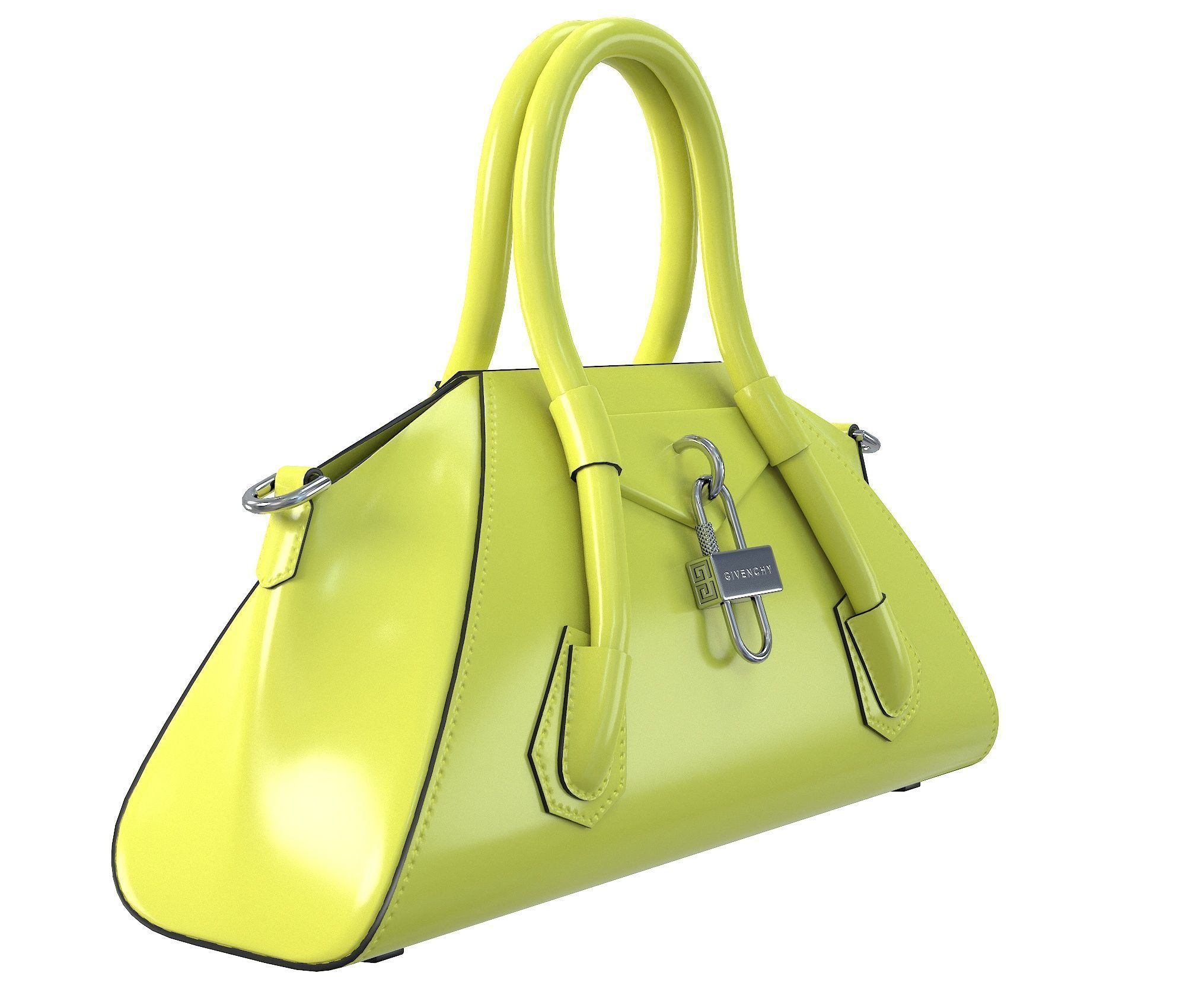 Givenchy Mini Antigona Bag Yellow Low-poly 3D model_3