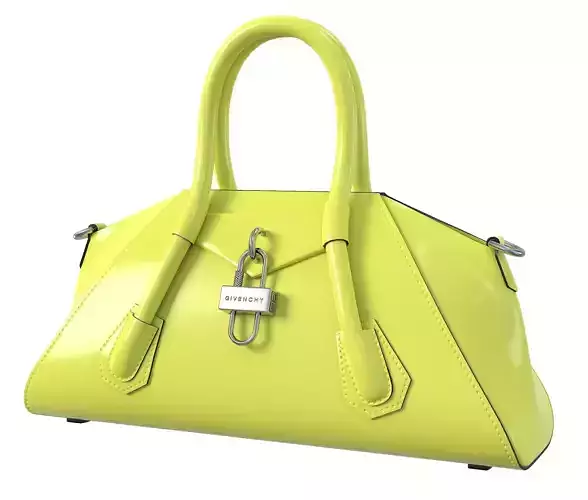 Givenchy Mini Antigona Bag Yellow Low-poly 3D model Givenchy Mini Antigona Bag Yellow Low-poly 3D model