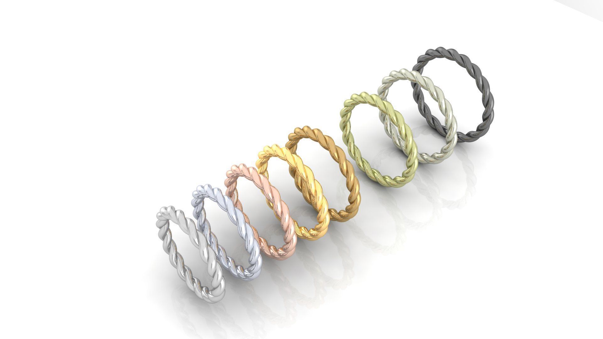 Ladies Rope Ring 19 SIZES PACK 3D print model_4