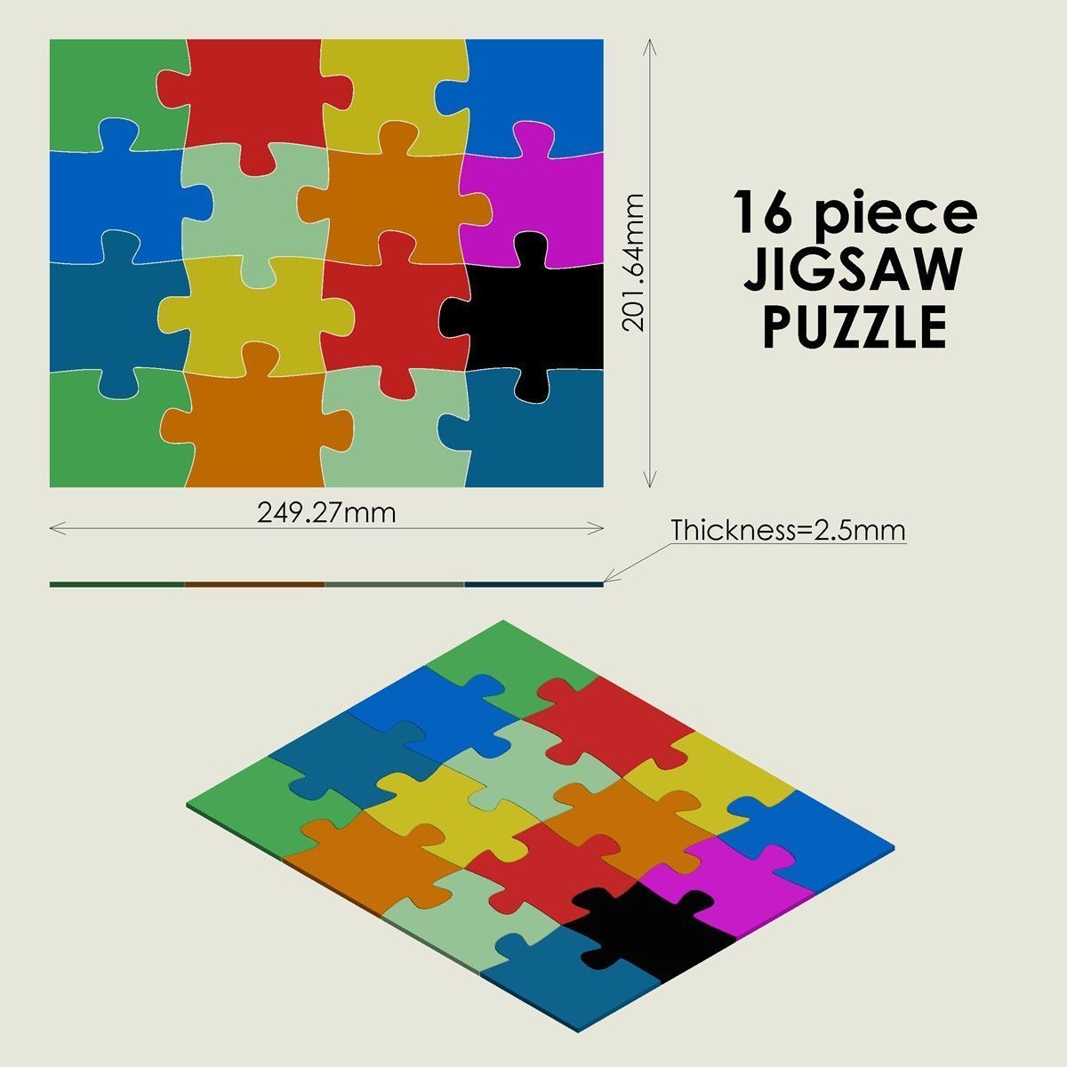 16 Piece Jigsaw Puzzle 3D print model_3
