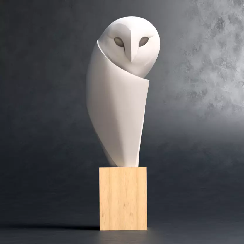 Elegant Minimalist Owl Sculpture 3D Printable Art 170 mm Tall 3D print model_0