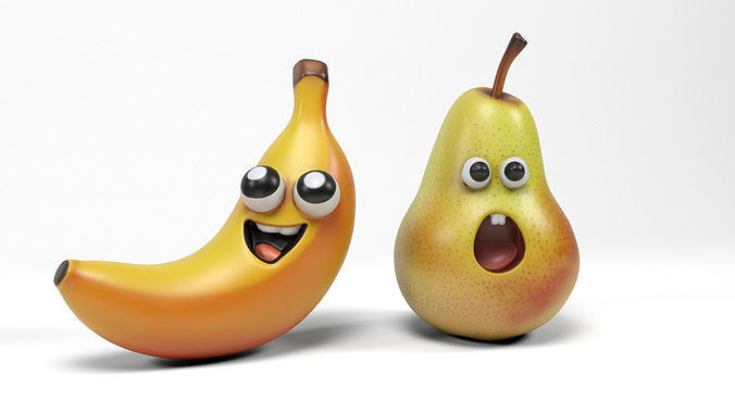 Fruit characters Low-poly 3D model 7