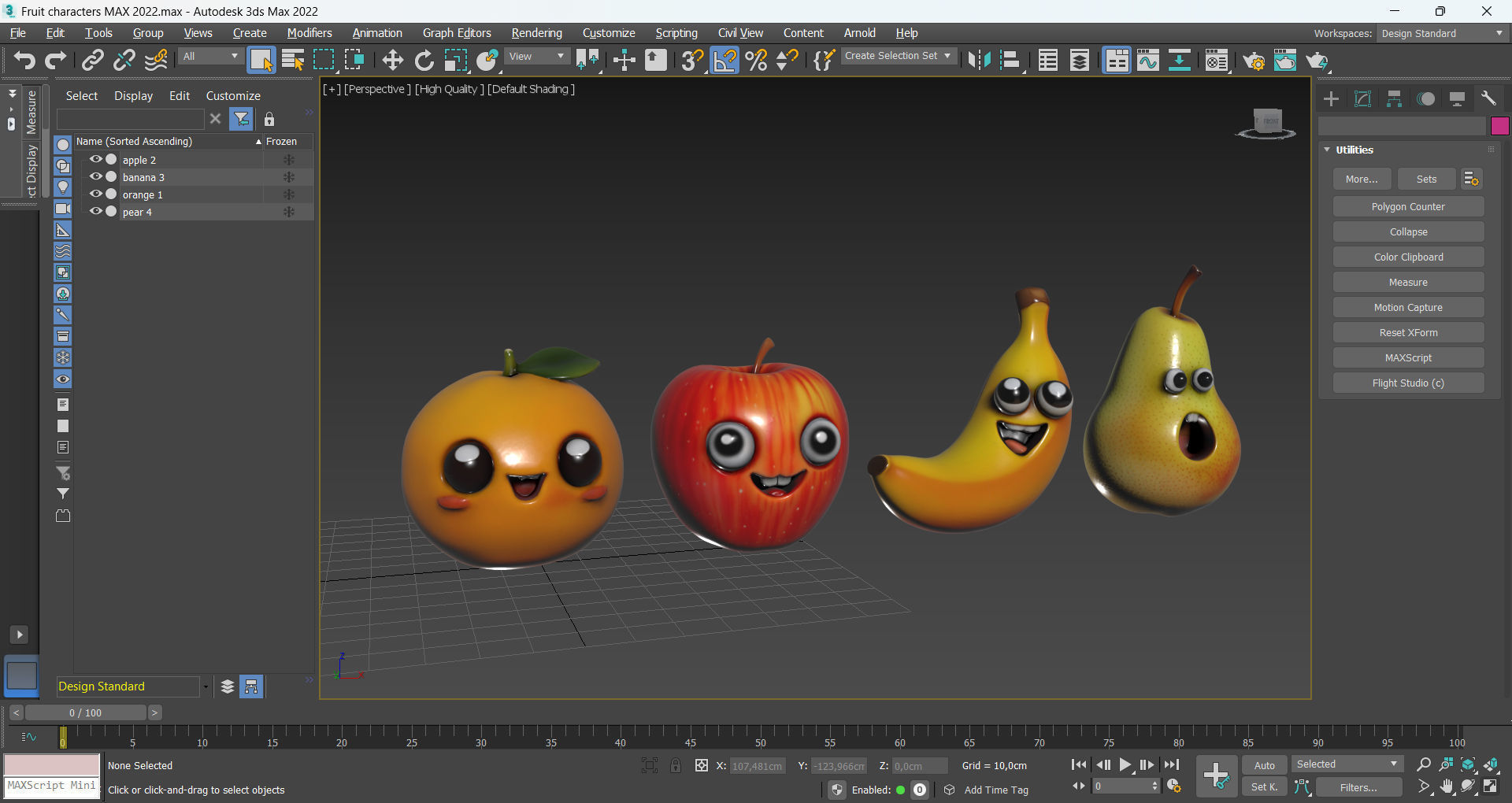 Fruit characters Low-poly 3D model_11