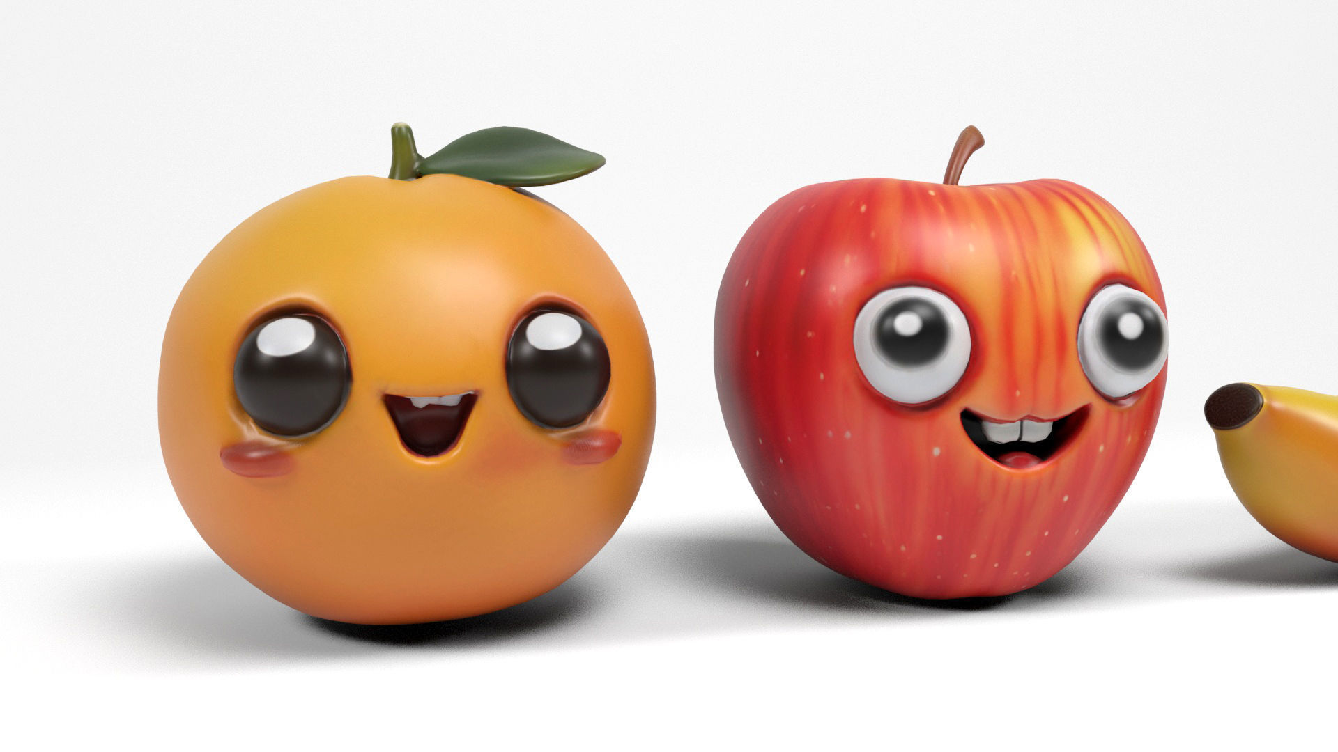 Fruit characters Low-poly 3D model_7