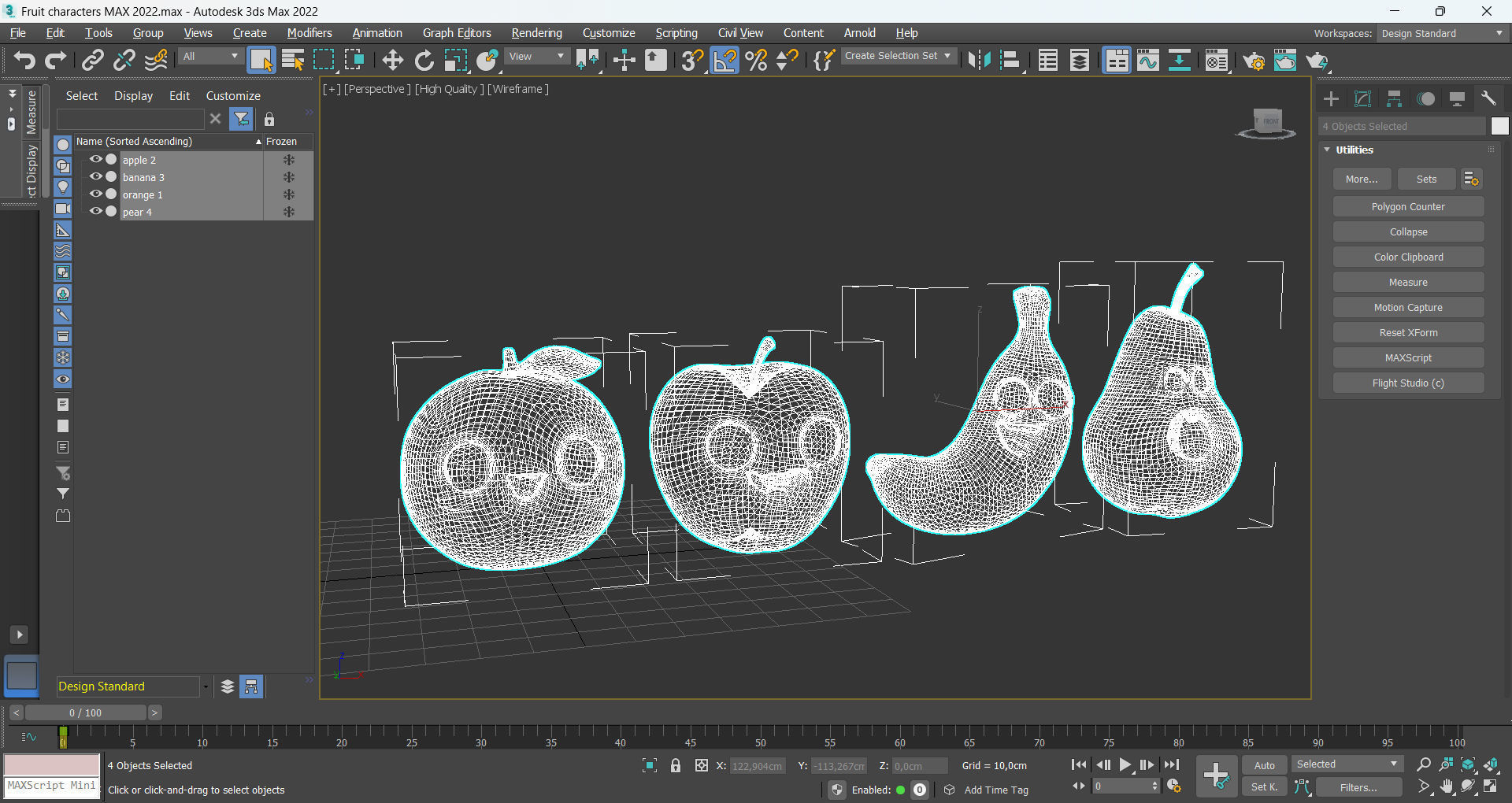 Fruit characters Low-poly 3D model_8