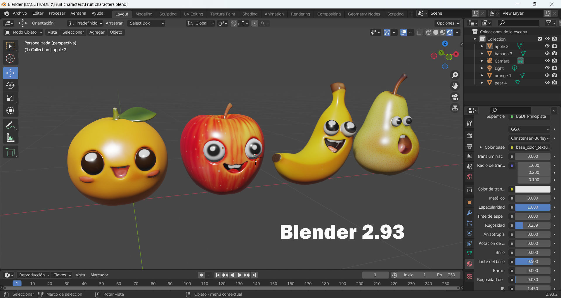 Fruit characters Low-poly 3D model_9