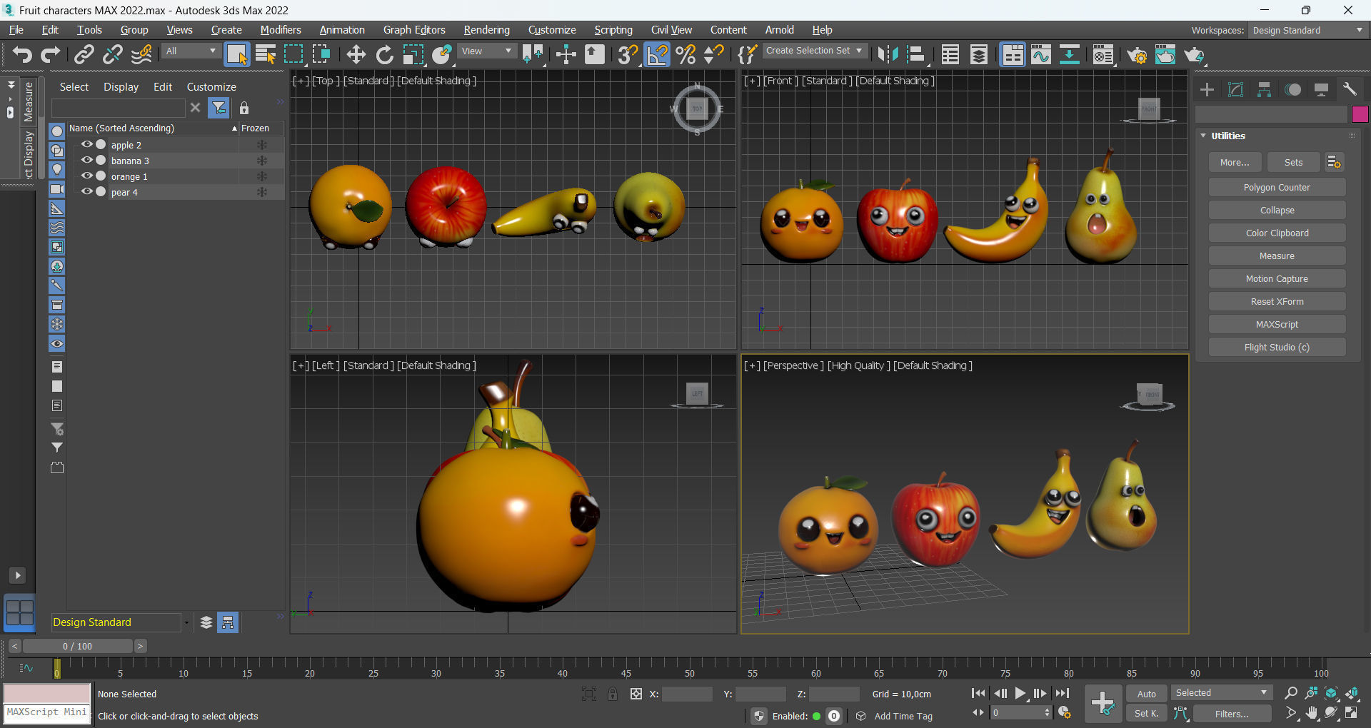 Fruit characters Low-poly 3D model_10