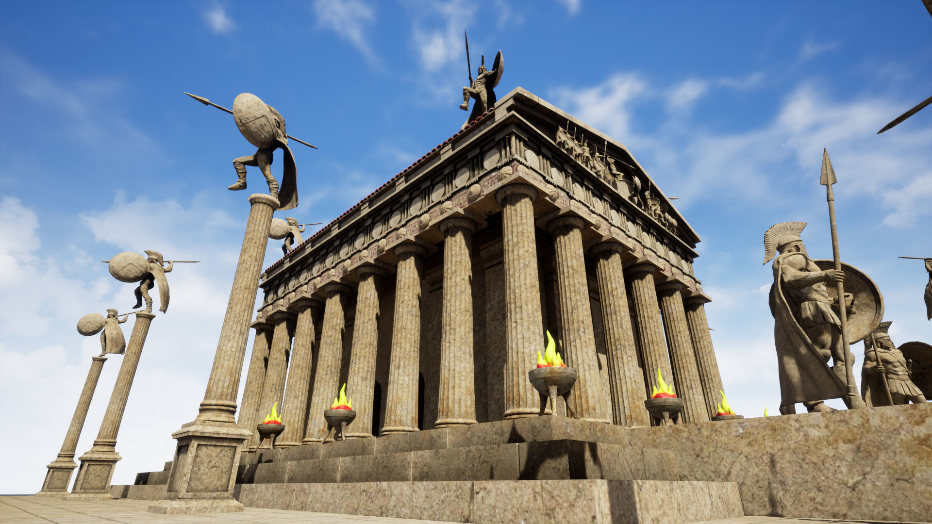 Modular Greek-Spartan Temple game ready Low-poly 3D model_16