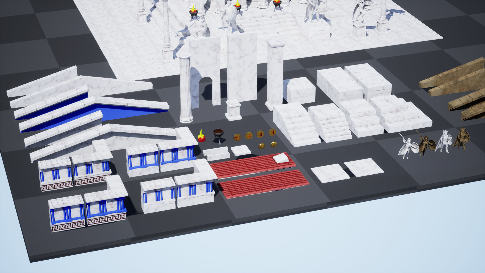 Modular Greek-Spartan Temple game ready Low-poly 3D model_5