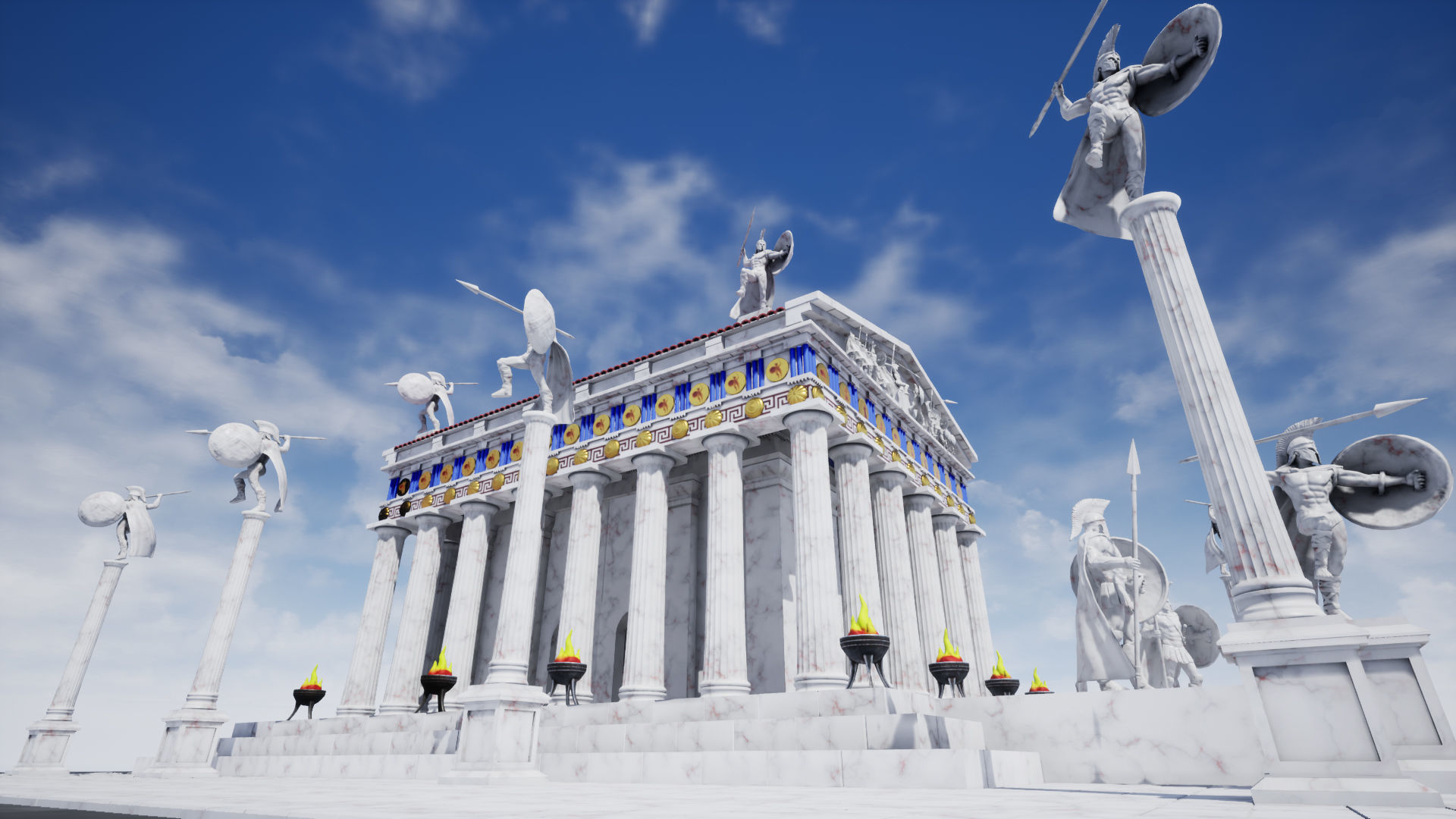 Modular Greek-Spartan Temple game ready Low-poly 3D model_7