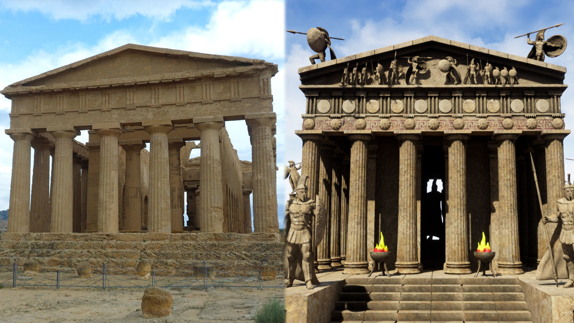 Modular Greek-Spartan Temple game ready Low-poly 3D model_2