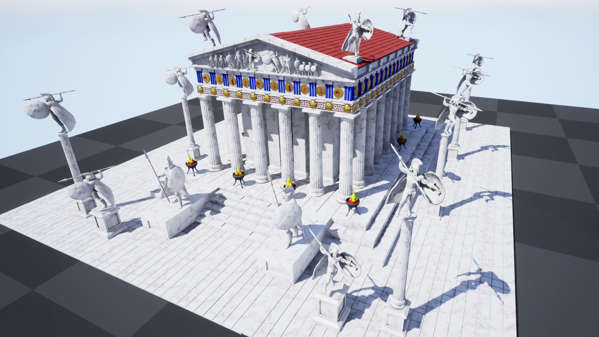 Modular Greek-Spartan Temple game ready Low-poly 3D model_20