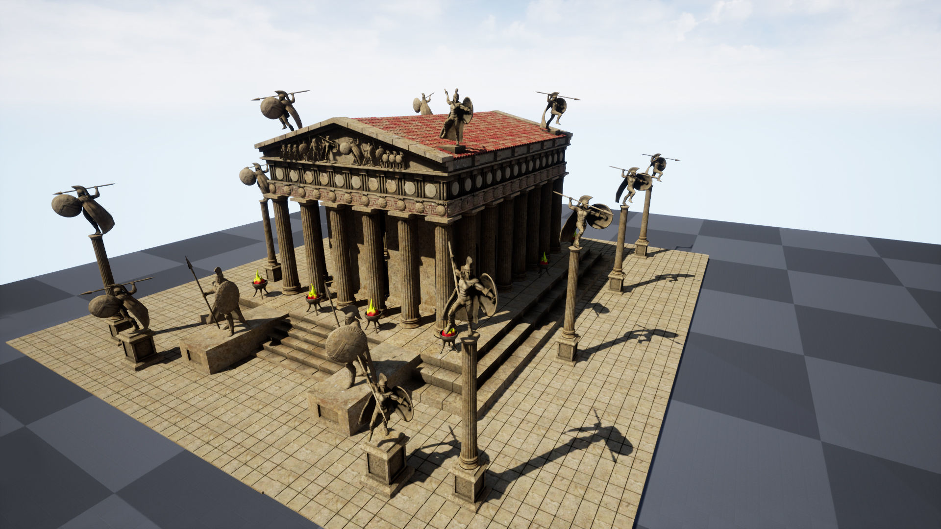 Modular Greek-Spartan Temple game ready Low-poly 3D model_24