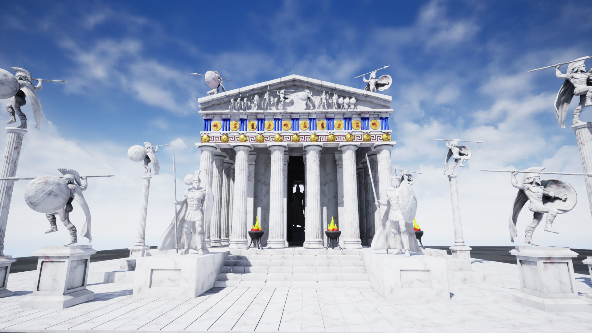 Modular Greek-Spartan Temple game ready Low-poly 3D model_3