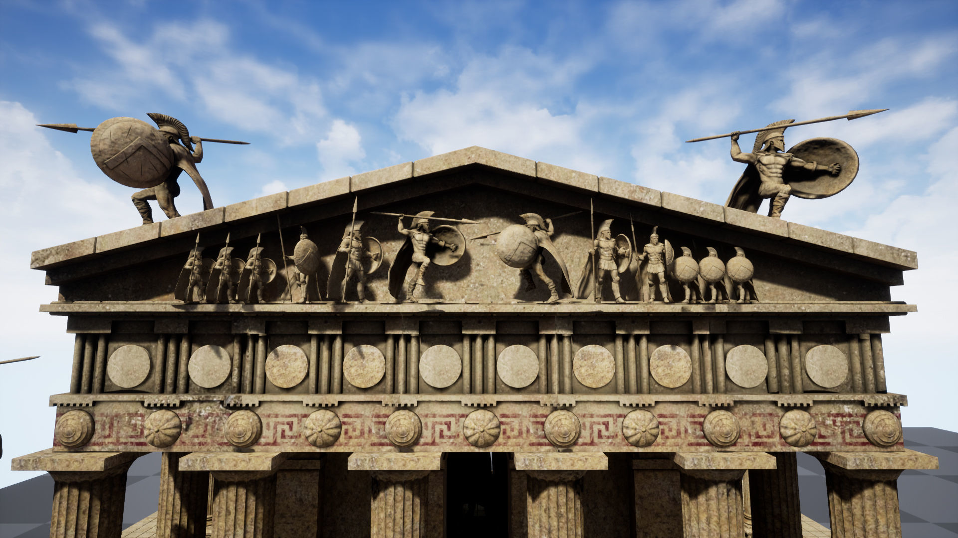 Modular Greek-Spartan Temple game ready Low-poly 3D model_13