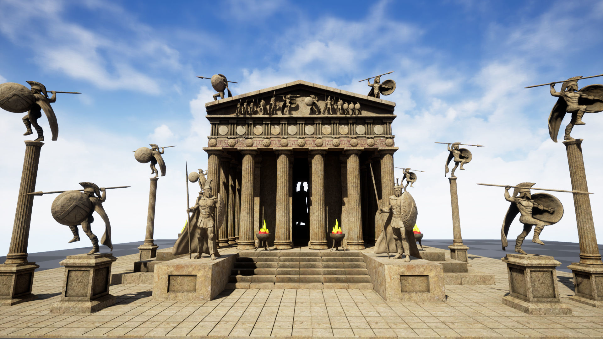 Modular Greek-Spartan Temple game ready Low-poly 3D model_10