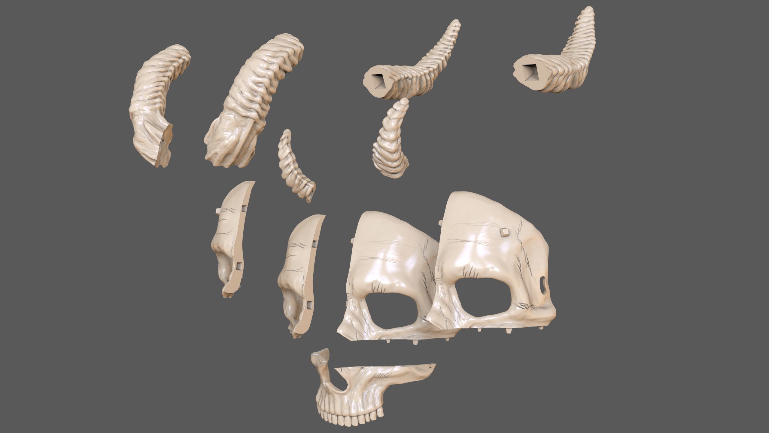 Skull Masks Pack 3 Horns 3D print model_18