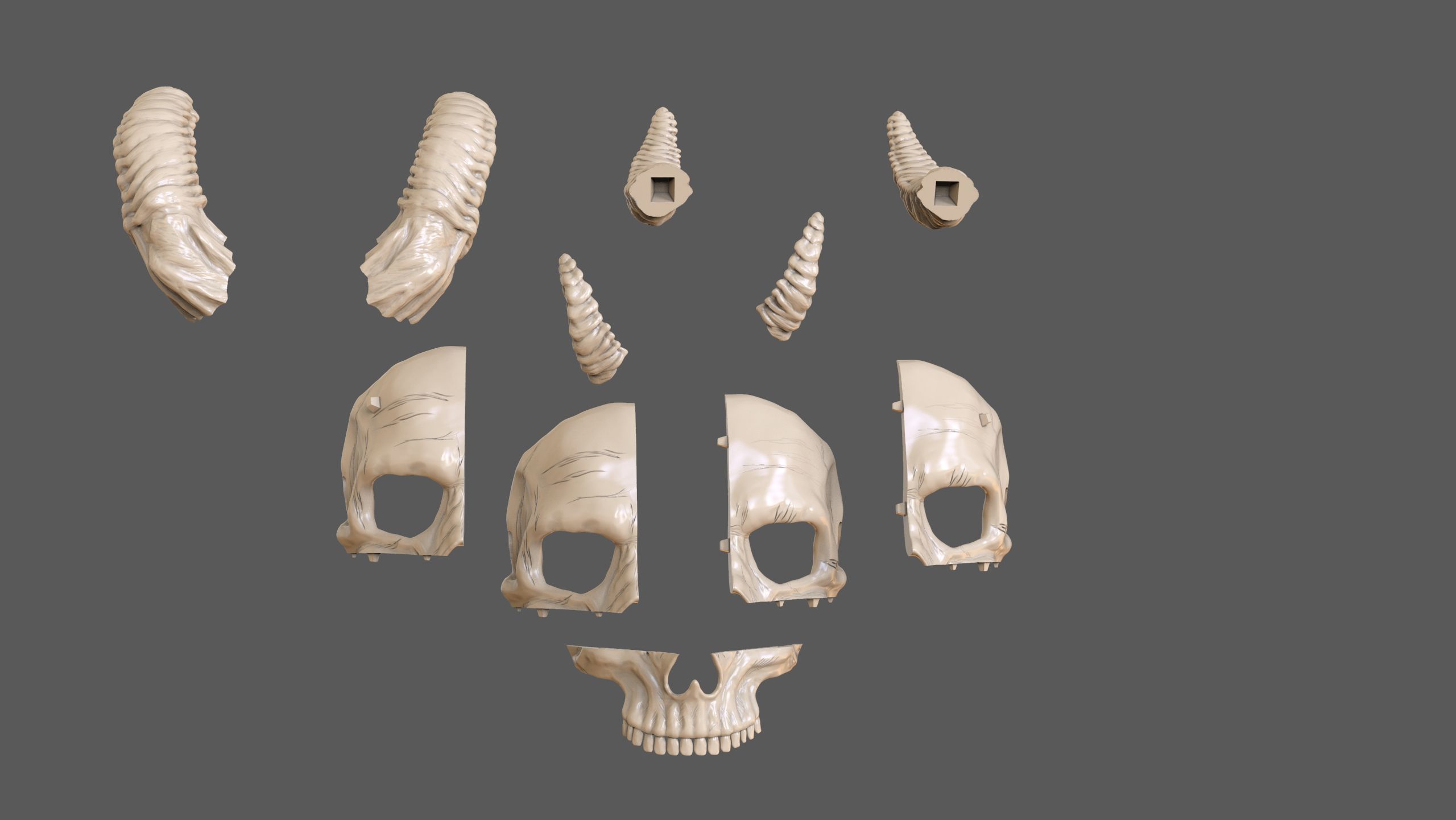 Skull Masks Pack 3 Horns 3D print model_17