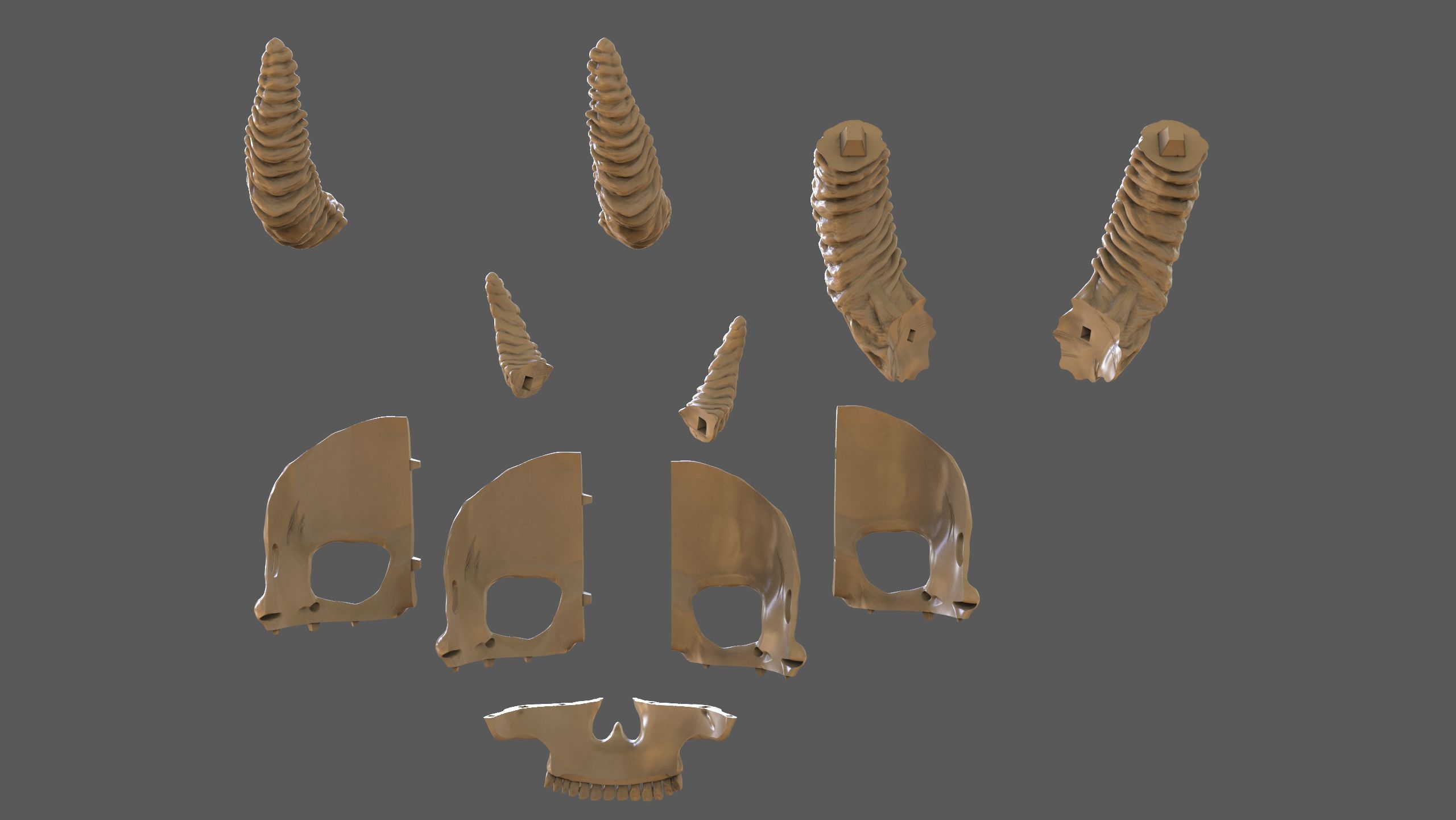 Skull Masks Pack 3 Horns 3D print model_21