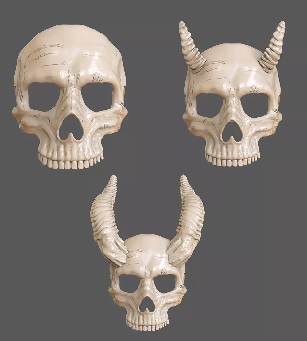 Skull Masks Pack 3 Horns 3D print model_0