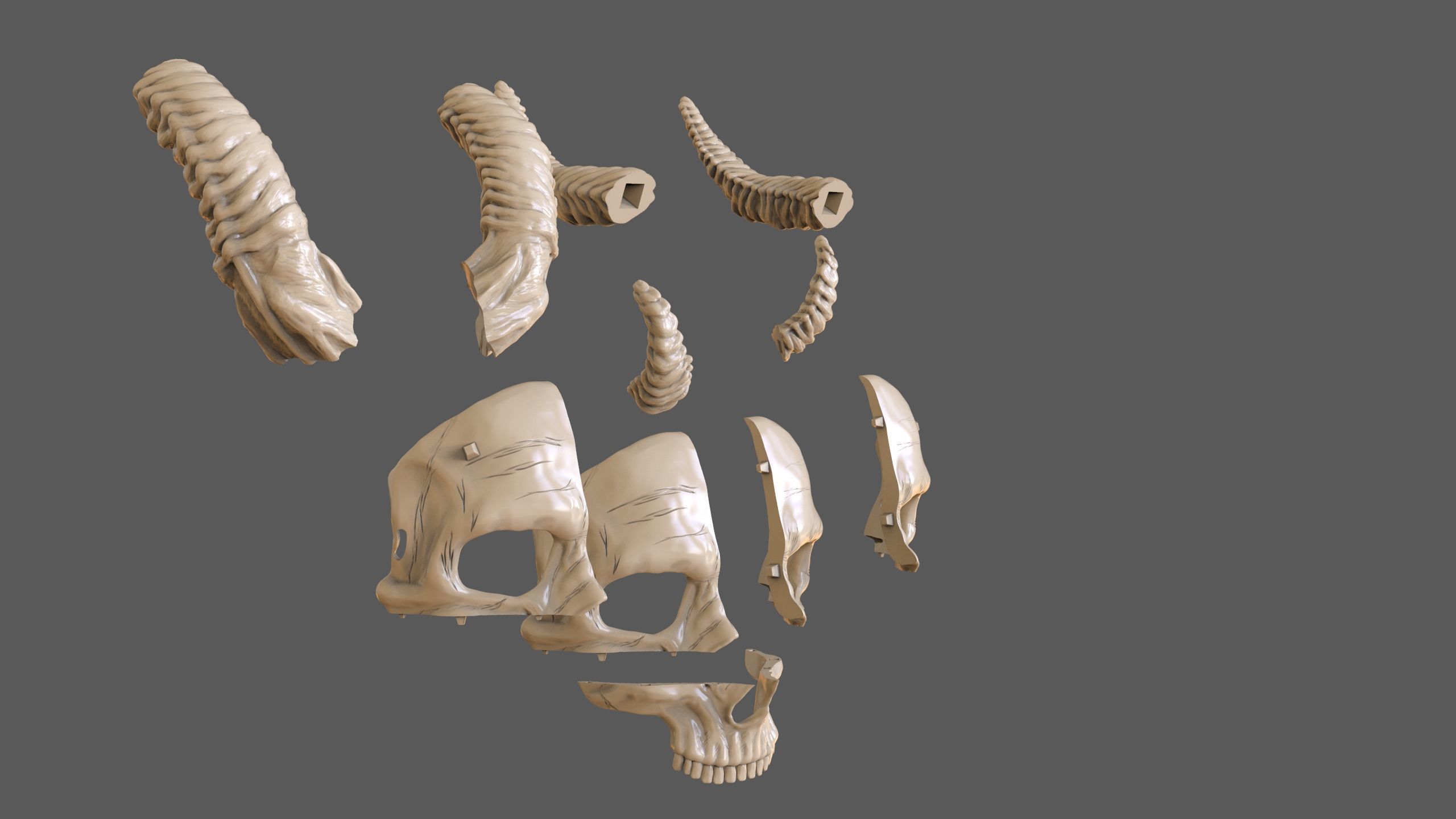 Skull Masks Pack 3 Horns 3D print model_19