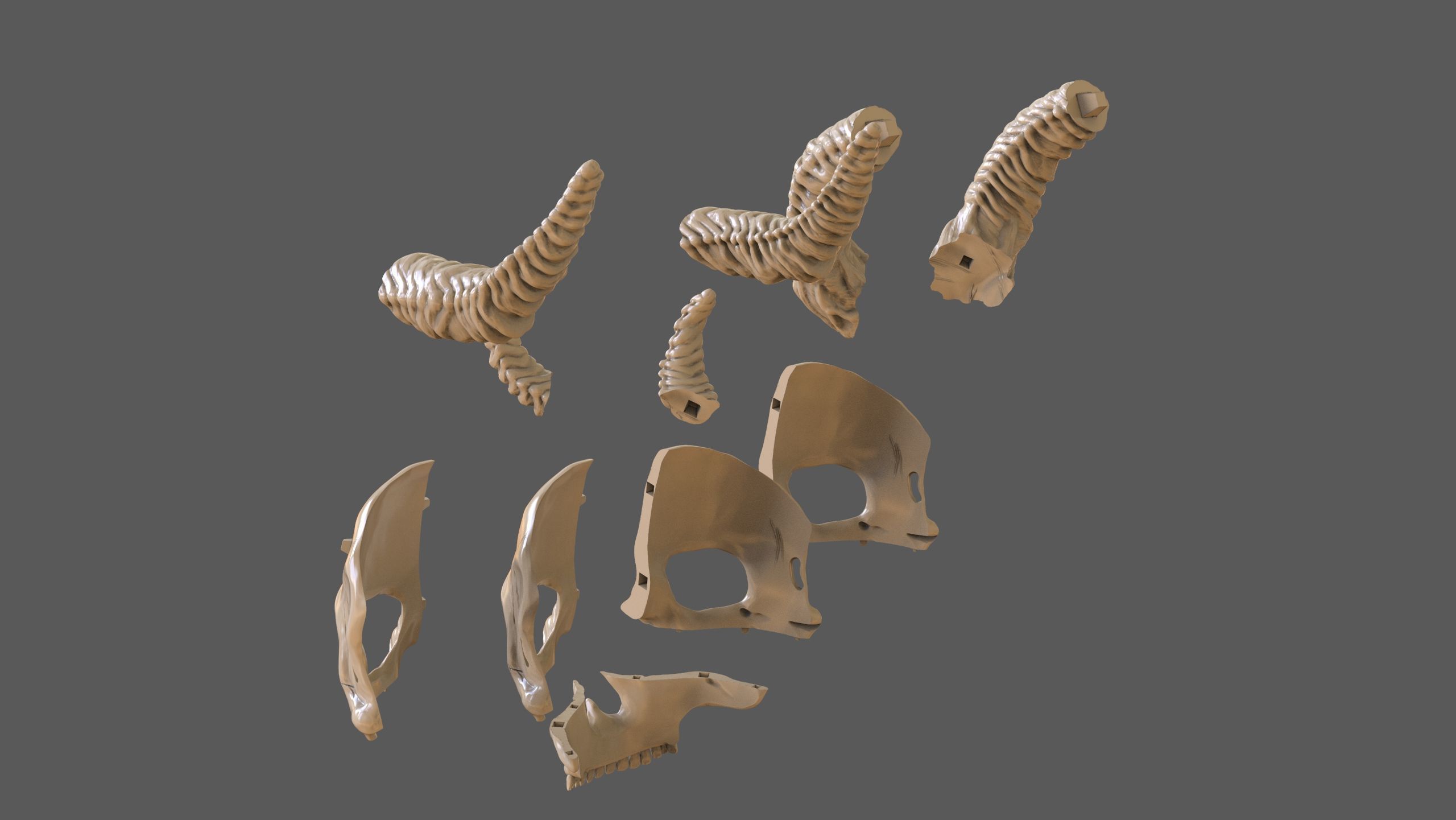 Skull Masks Pack 3 Horns 3D print model_22