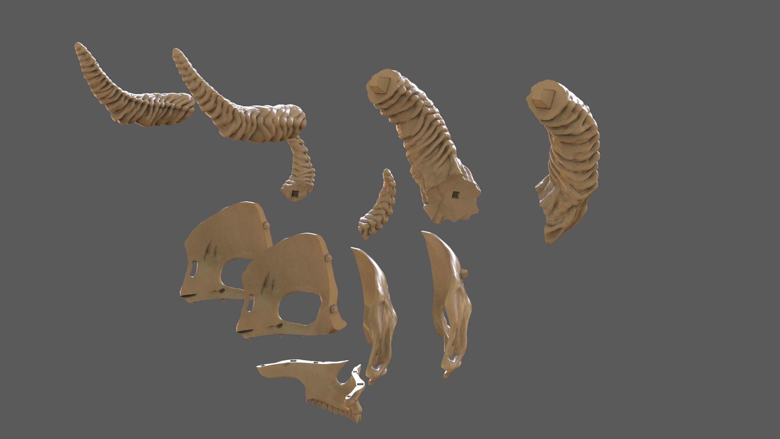 Skull Masks Pack 3 Horns 3D print model_20