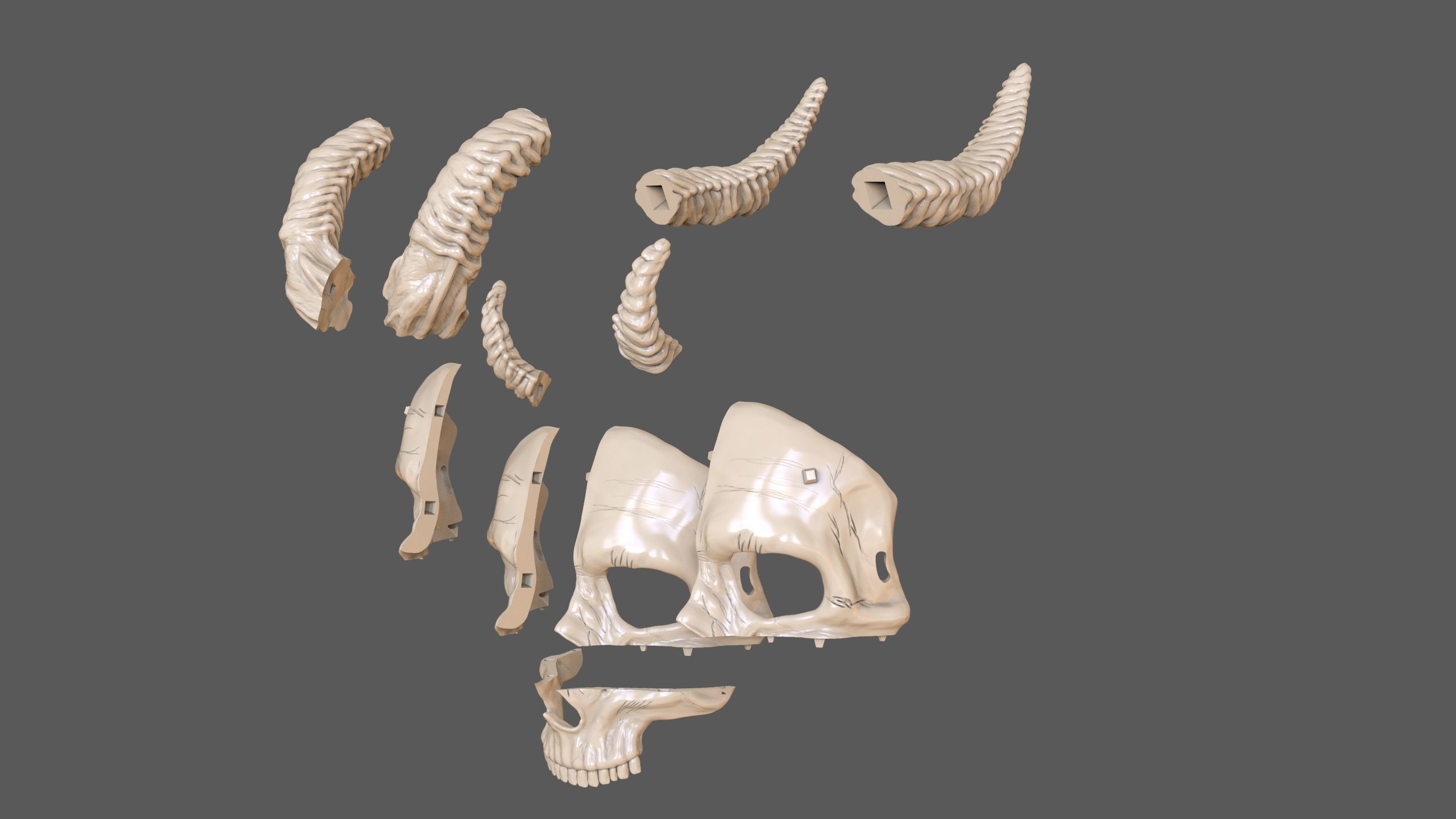 Skull Masks Pack 3 Horns 3D print model_23