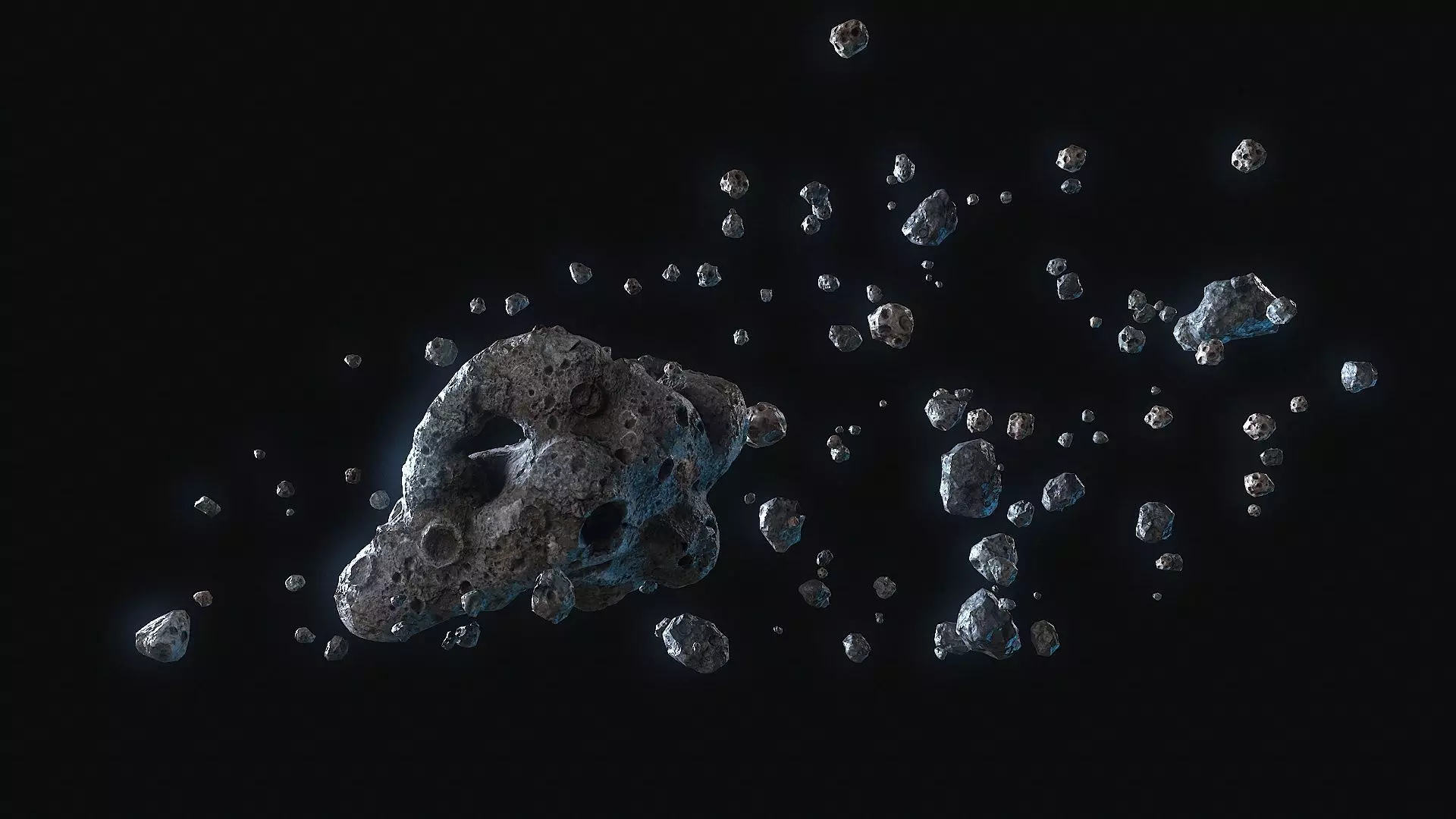 Realistic asteroid Clouds Low-poly 3D model