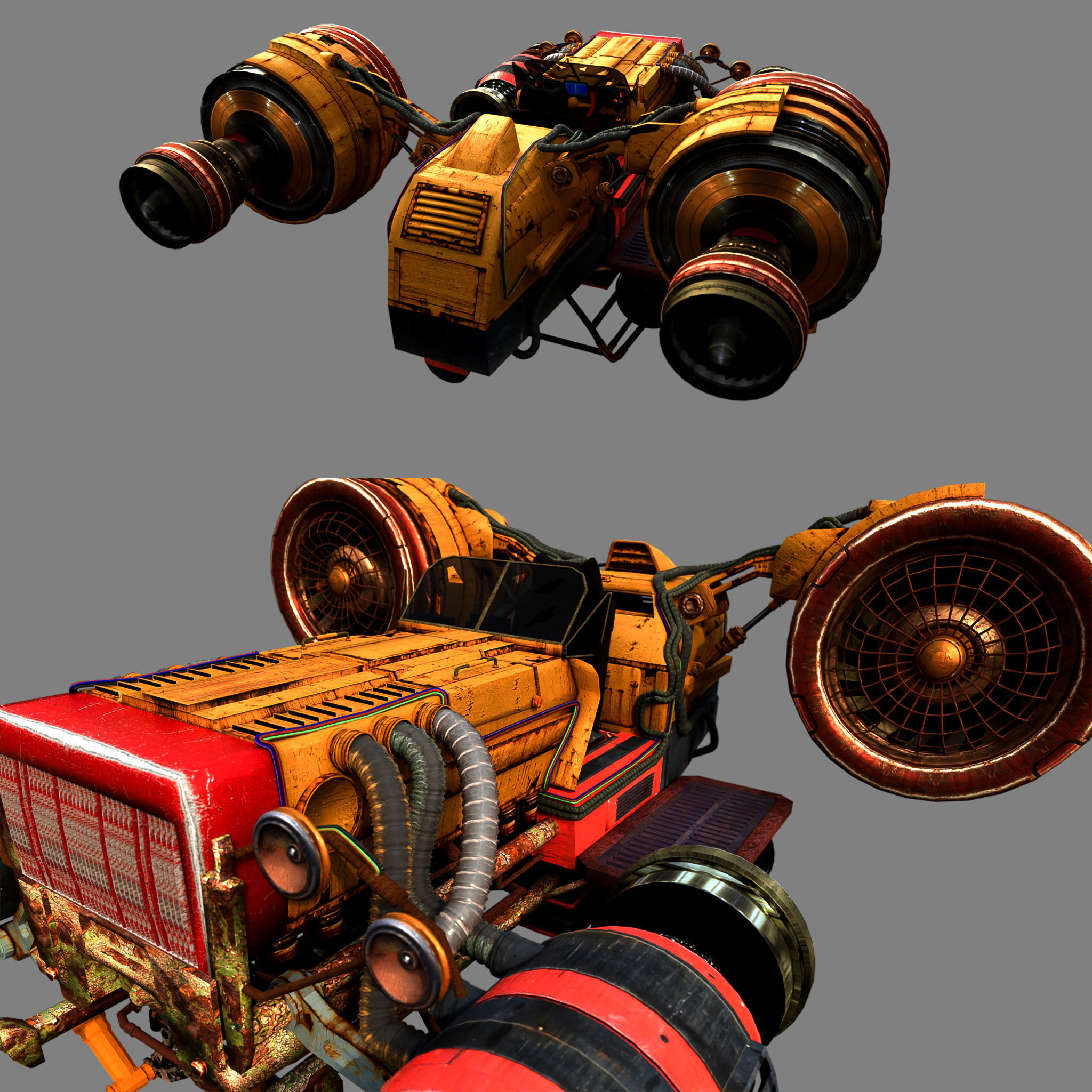 Cyber Hoover Vehicle Game ready High quality Low-poly 3D model_2